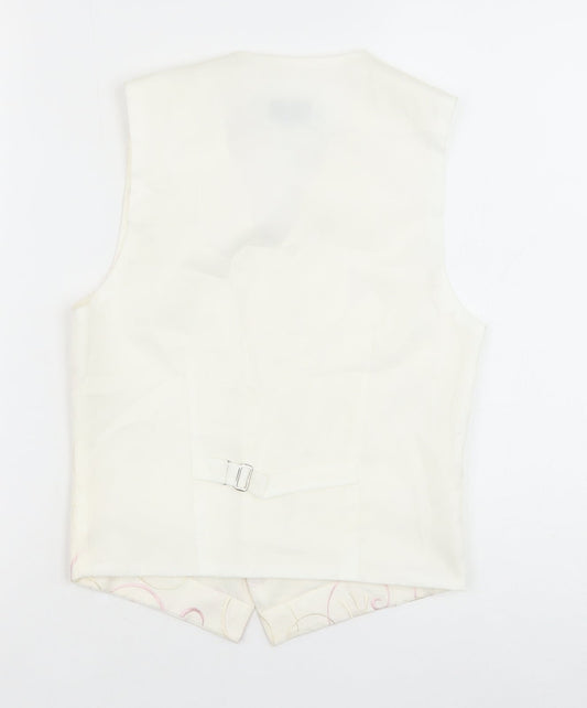 Pronuptia Boys Ivory Geometric Jacket Waistcoat Size 9-10 Years Button
