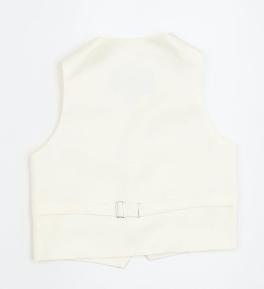 HEIRLOOM Boys Ivory Geometric Jacket Waistcoat Size 2-3 Years Button - Textured