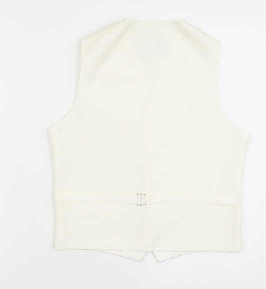 HEIRLOOM Boys Ivory Geometric Jacket Waistcoat Size 11-12 Years Button