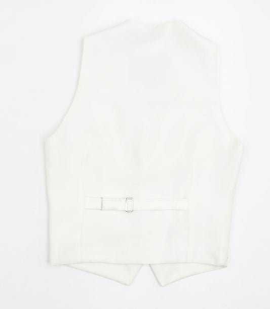 Berlington Bertie Boys White Geometric Jacket Waistcoat Size 7-8 Years Button