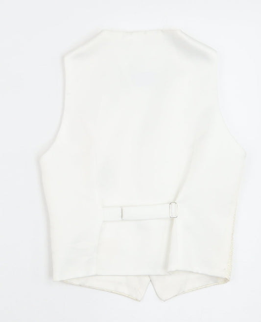Pronuptia Boys Ivory Geometric Jacket Waistcoat Size 7-8 Years Button