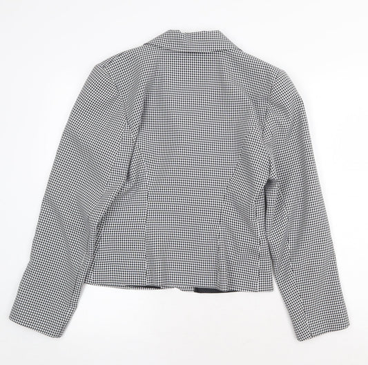 New Fast Womens Black Geometric Jacket Blazer Size 10 Button