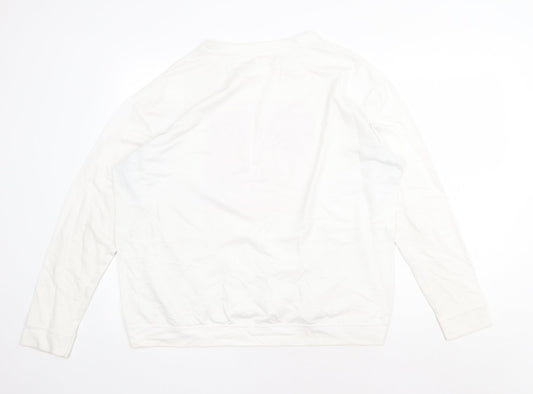 LFT Womens White Cotton Pullover Sweatshirt Size L Pullover - Enjoy Today