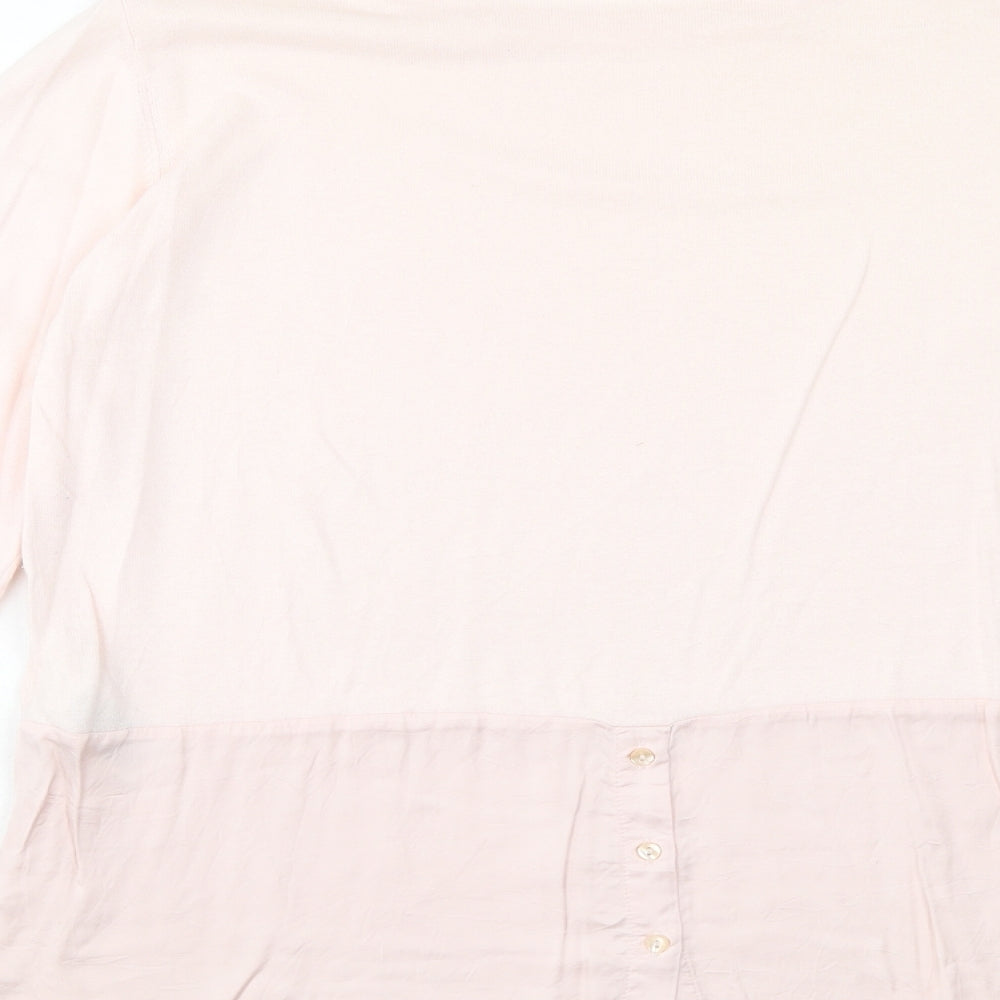 Marks and Spencer Womens Pink Round Neck Cotton Pullover Jumper Size 12