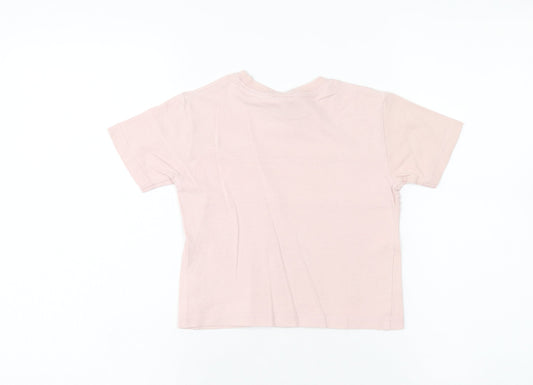 NEXT Girls Pink Cotton Basic T-Shirt Size 2XS Round Neck Pullover