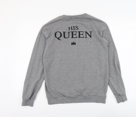 Nadasha Womens Grey Cotton Pullover Sweatshirt Size M Pullover - His Queen