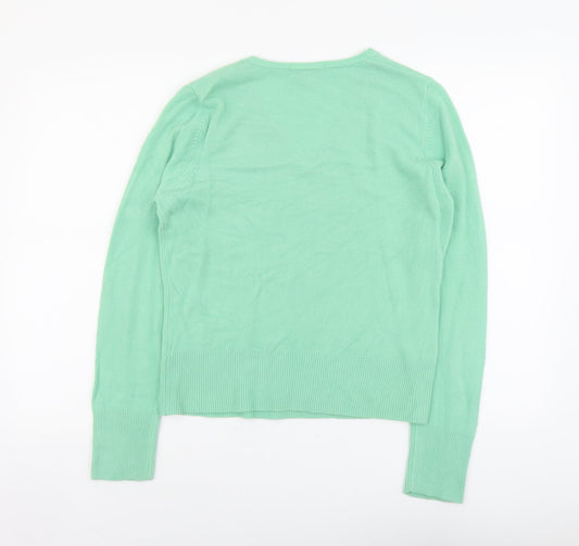 Ann McCartney Womens Green V-Neck Acrylic Pullover Jumper Size M