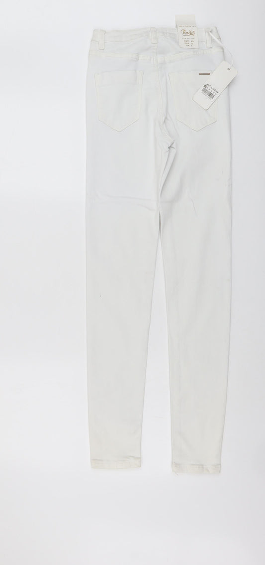 Toxik3 Womens White Cotton Skinny Jeans Size 6 L29 in Regular Button