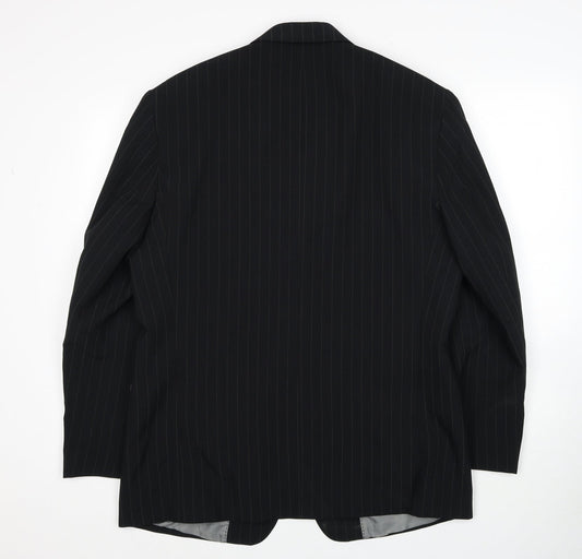 Taylor & Reece Mens Black Striped Polyester Jacket Suit Jacket Size 40 Regular