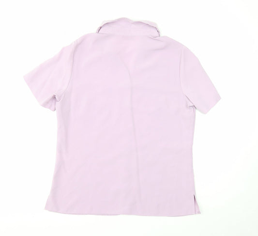 EWM Womens Purple Polyester Basic T-Shirt Size 12 V-Neck