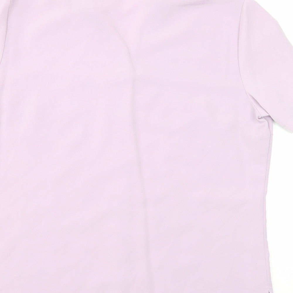 EWM Womens Purple Polyester Basic T-Shirt Size 12 V-Neck