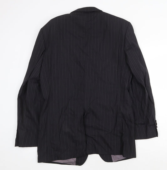 Marks and Spencer Mens Black Striped Wool Jacket Suit Jacket Size 40 Regular