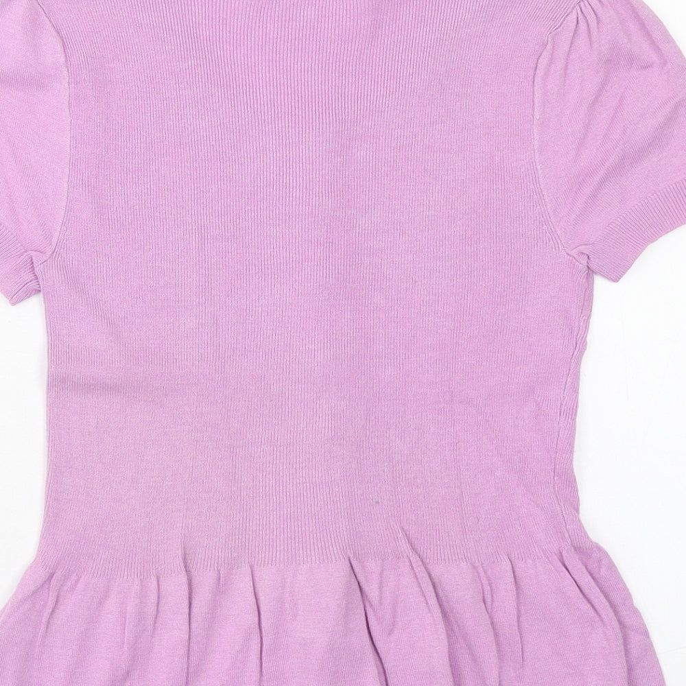 Marks and Spencer Womens Pink Scoop Neck Viscose Pullover Jumper Size 12 - Drop hem