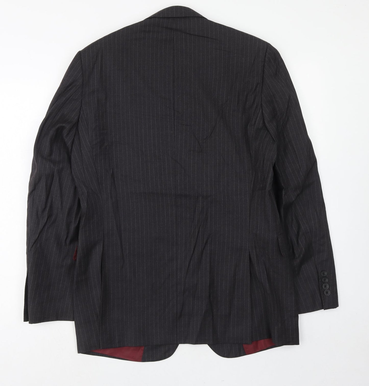 Jaegar Mens Grey Striped Polyacrylate Fibre Jacket Suit Jacket Size 40 Regular