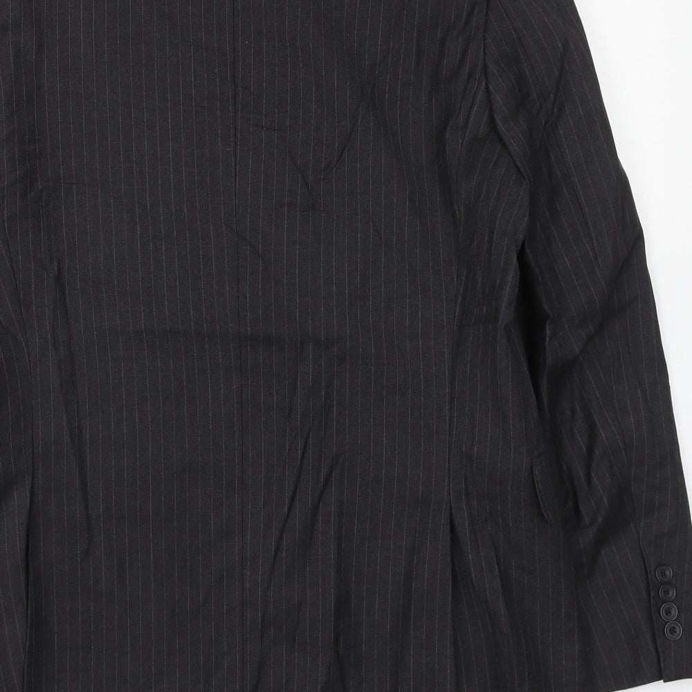 Jaegar Mens Grey Striped Polyacrylate Fibre Jacket Suit Jacket Size 40 Regular