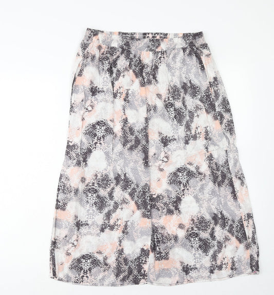 Preworn Womens Grey Geometric Viscose A-Line Skirt Size 32 in Drawstring