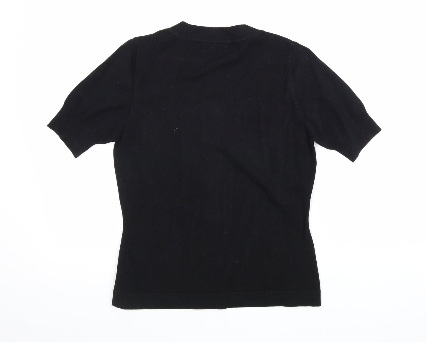 Alex & Co Womens Black Polyester Basic Button-Up Size 10 Round Neck