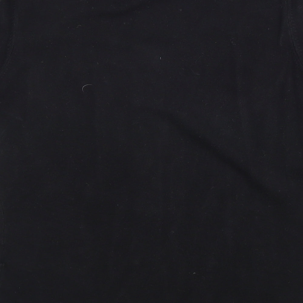 Alex & Co Womens Black Polyester Basic Button-Up Size 10 Round Neck