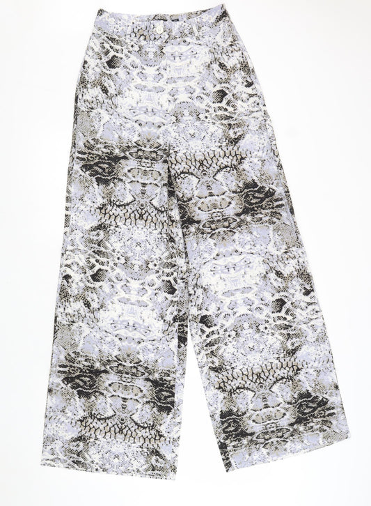 Boohoo Womens Grey Animal Print Polyester Trousers Size 8 L32 in Regular Zip - Snake Print