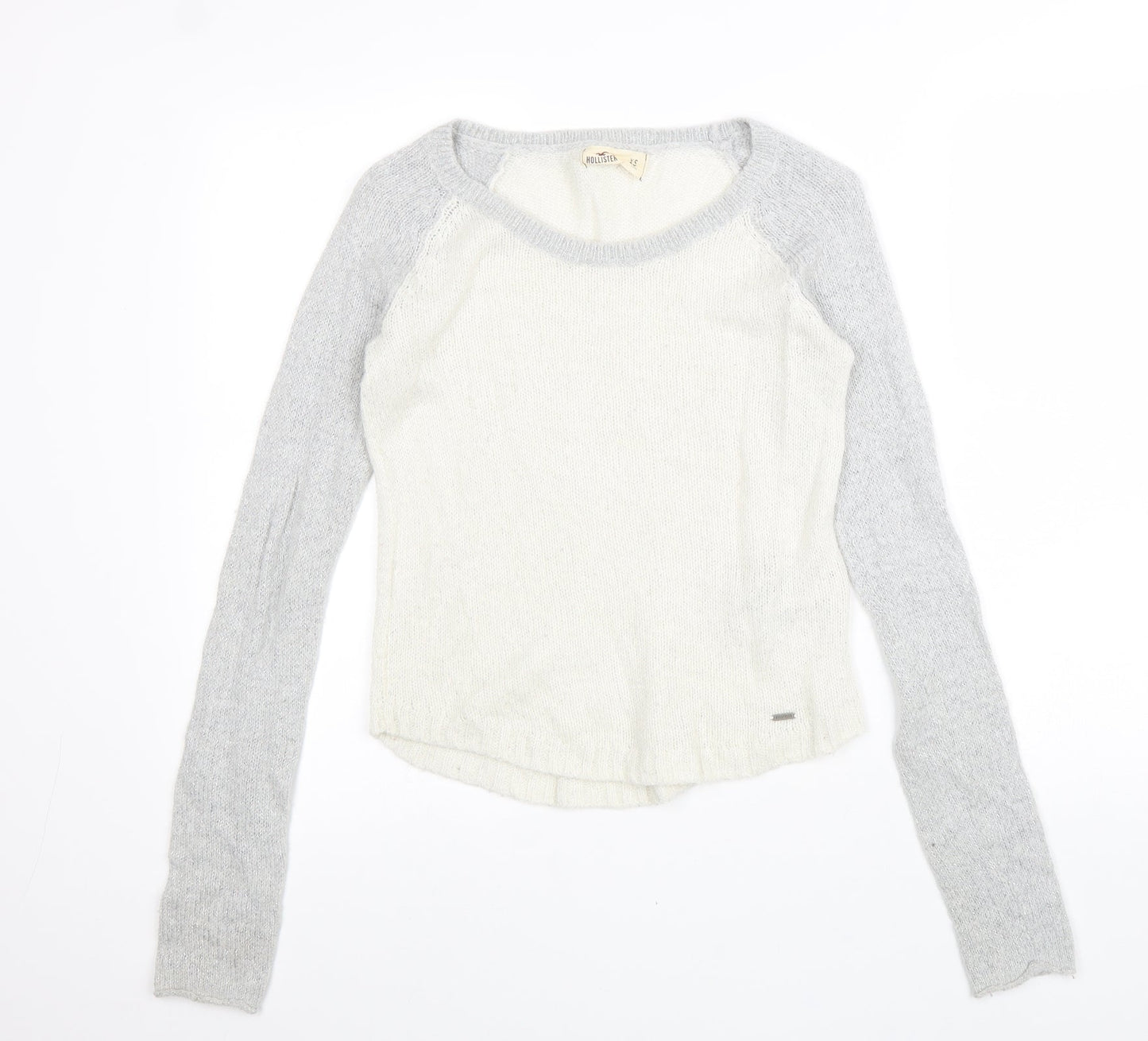 Hollister Womens White Scoop Neck Acrylic Pullover Jumper Size XS