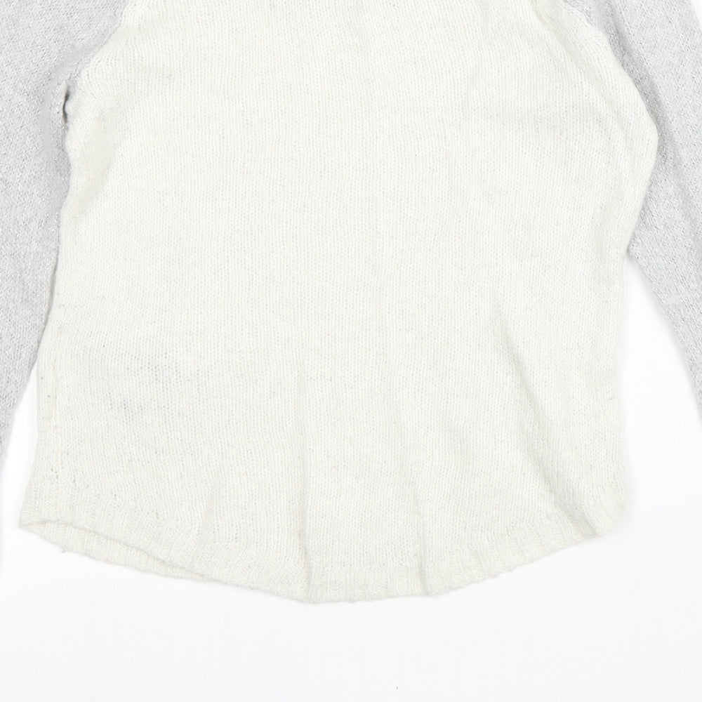 Hollister Womens White Scoop Neck Acrylic Pullover Jumper Size XS
