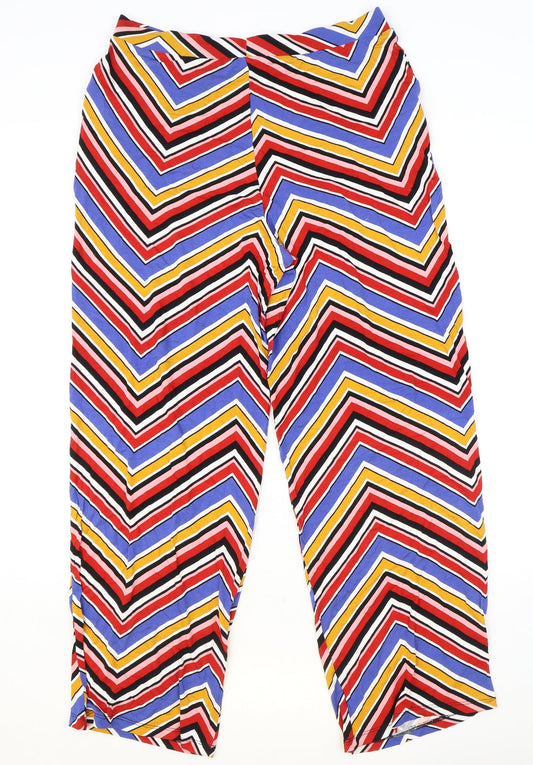 Papaya Womens Multicoloured Geometric Polyester Trousers Size 14 Regular