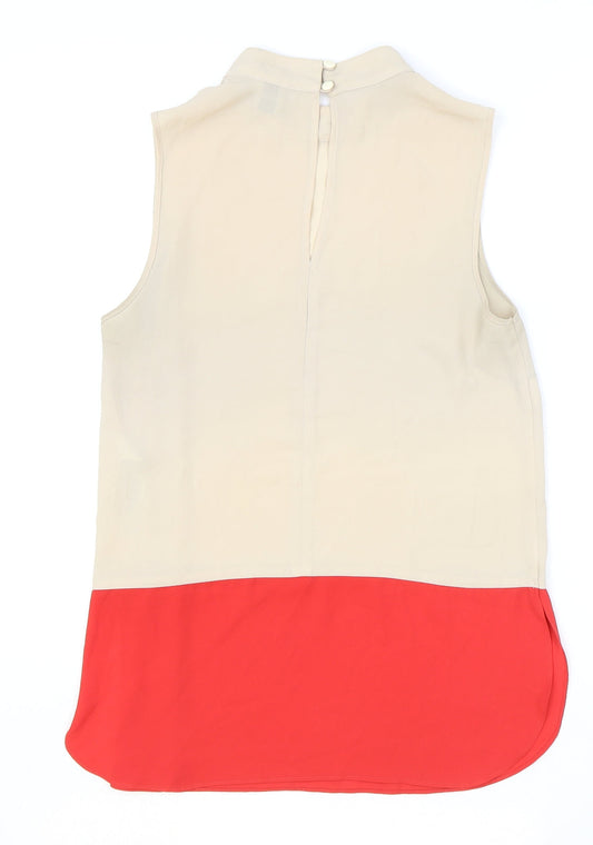 ASOS Womens Brown Polyester Basic Blouse Size 8 Mock Neck - Colourblock