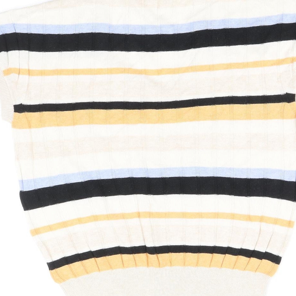 Marks and Spencer Womens Multicoloured V-Neck Striped Viscose Pullover Jumper Size M