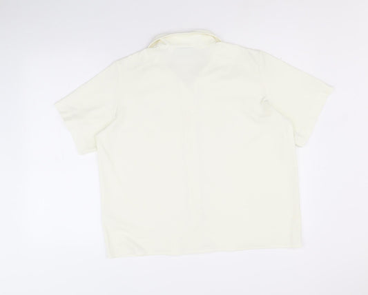 EWM Womens Ivory Polyester Basic Button-Up Size 18 Collared