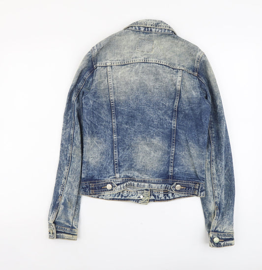Denim & Co. Womens Blue Jacket Size 8 Button