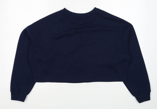 Disney Womens Blue Polyester Pullover Sweatshirt Size 12 Pullover - Stitch Christmas, Cropped