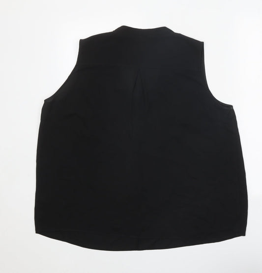 Arte Womens Black Polyester Basic Blouse Size 16 V-Neck