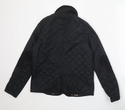 Izabel Womens Black Quilted Jacket Size M Snap