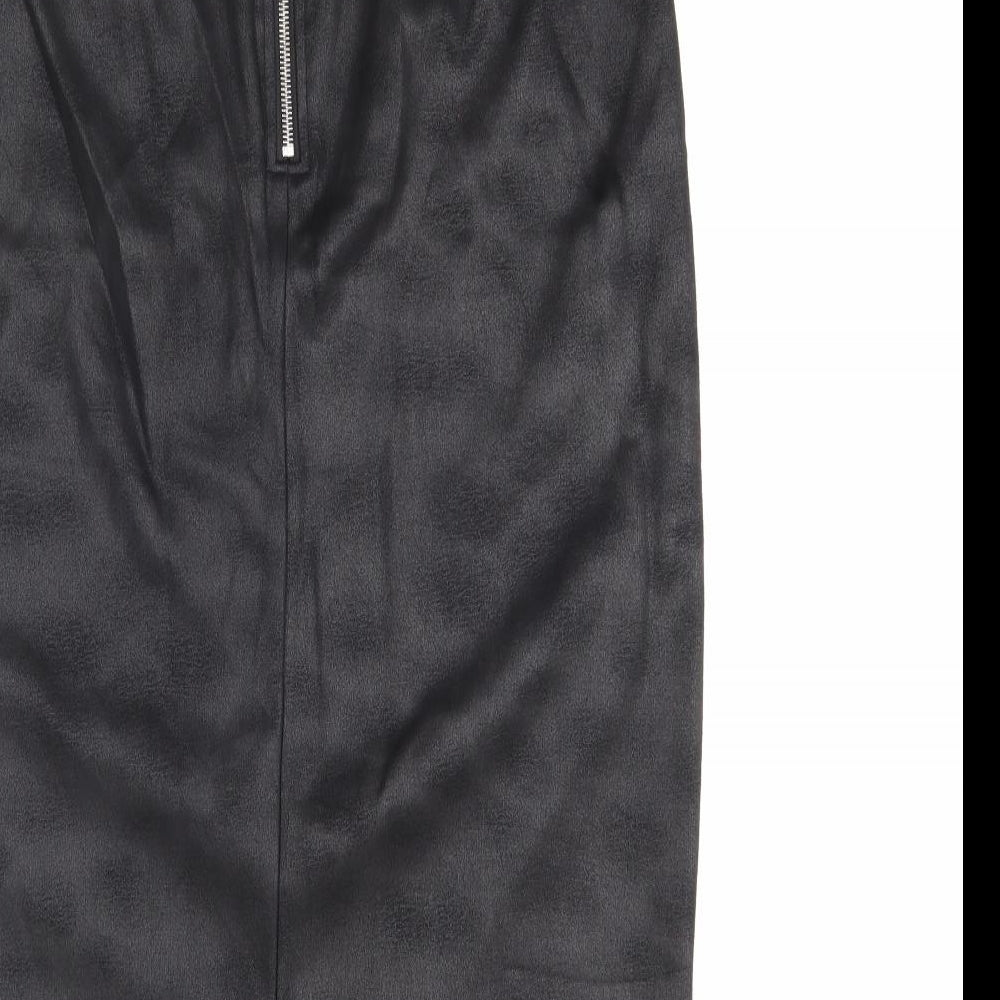 Glamorous Womens Black Polyester Straight & Pencil Skirt Size S Zip