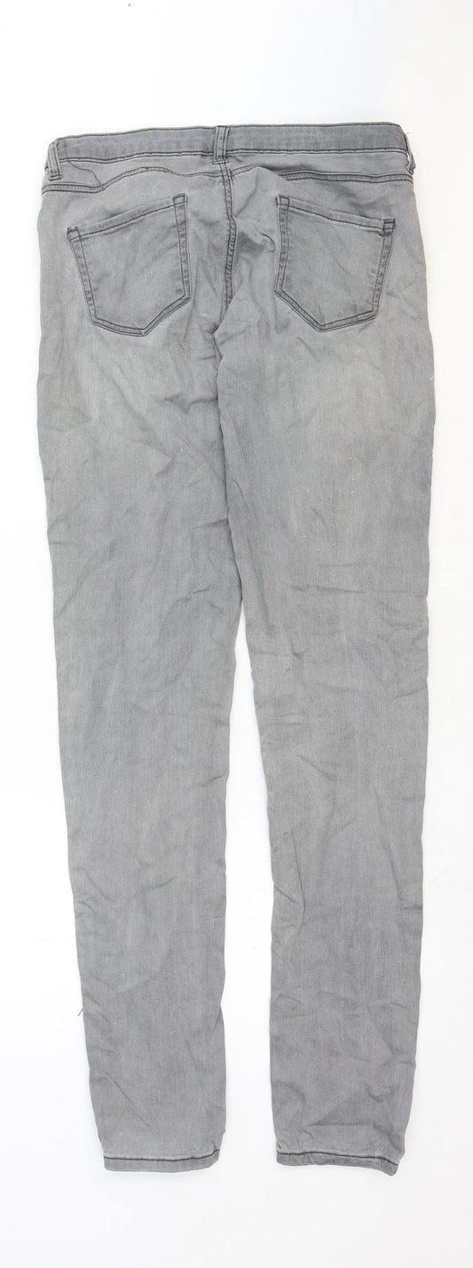 H&M Womens Grey Cotton Skinny Jeans Size 12 Regular Zip