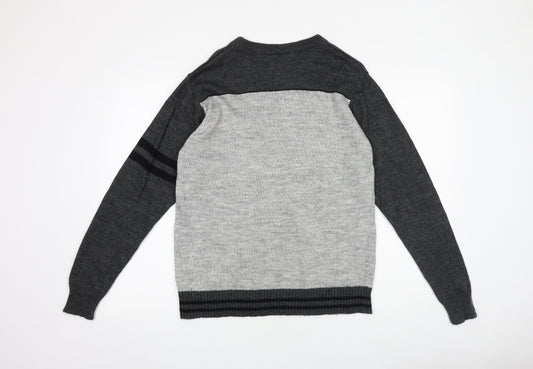 Lee Mens Grey Roll Neck Acrylic Pullover Jumper Size S Long Sleeve