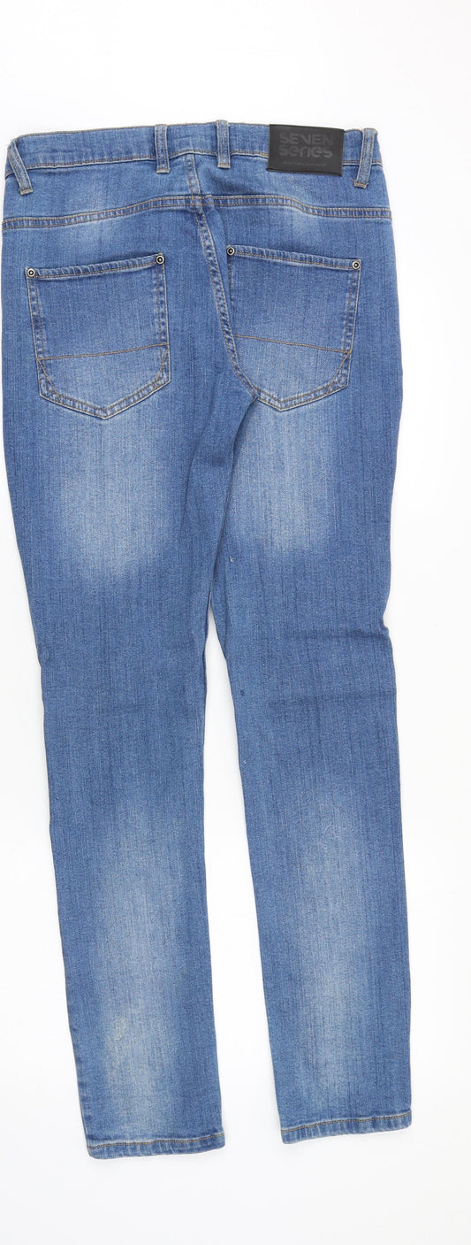Seven Series Mens Blue Cotton Skinny Jeans Size 34 in Slim Zip