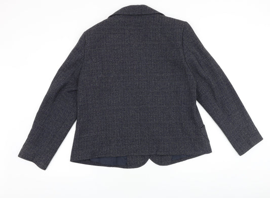 EWM Womens Blue Jacket Blazer Size 10 Button