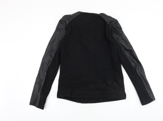 Marks and Spencer Womens Black Biker Jacket Size 8 Zip