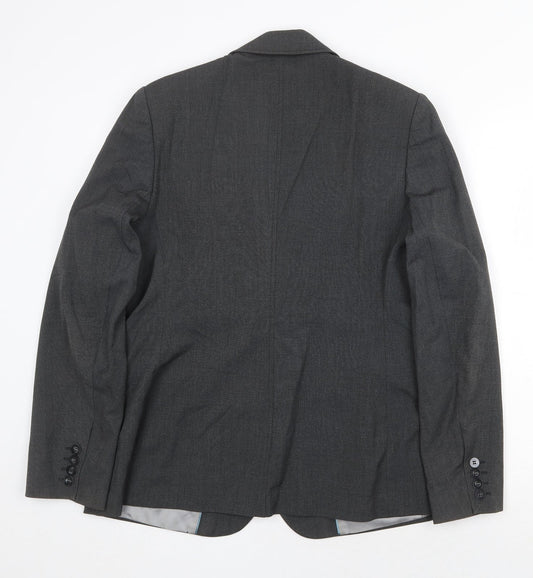 NEXT Womens Grey Polyester Jacket Blazer Size 14 Button