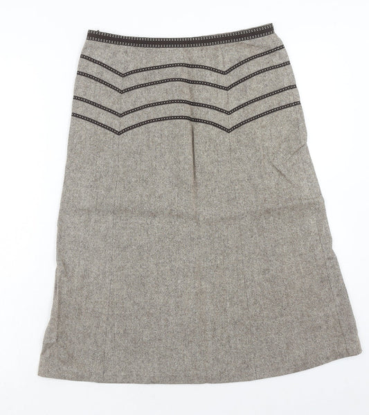 Oasis Womens Brown Viscose A-Line Skirt Size 8 Zip