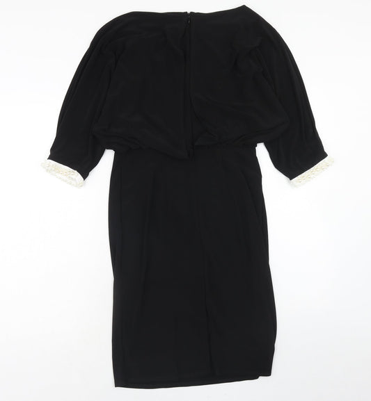 phillip montello Womens Black Polyester A-Line Size 8 Round Neck Zip