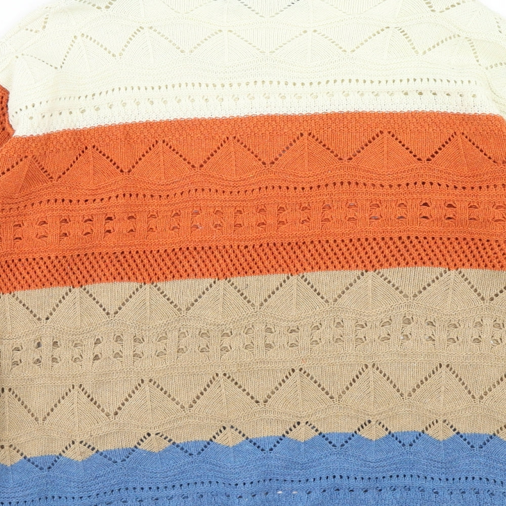 Jumpo Womens Multicoloured Round Neck Striped Acrylic Pullover Jumper Size M - Colourblock, Size M-L