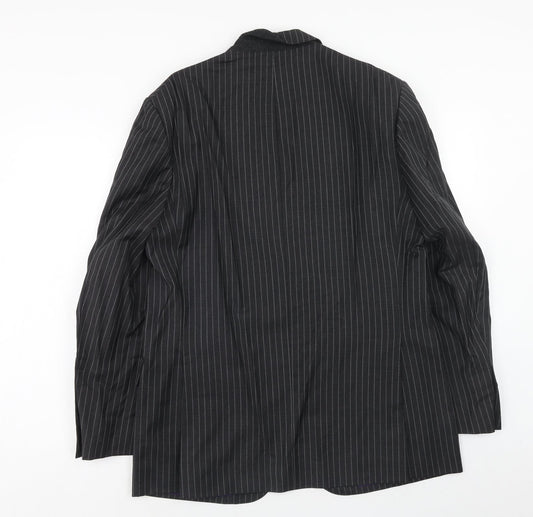 Impressions Mens Black Striped Wool Jacket Suit Jacket Size 40 Regular