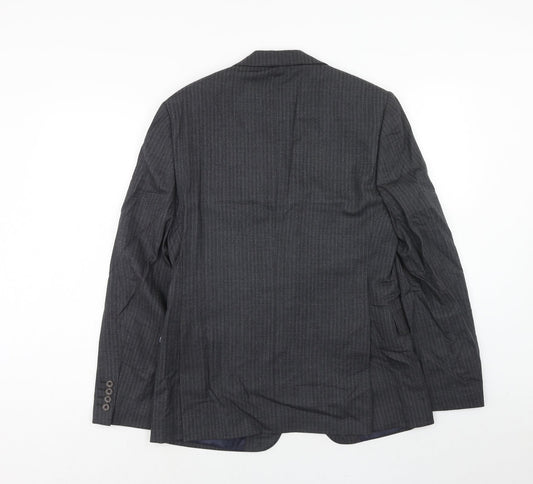 Marks and Spencer Mens Grey Striped Wool Jacket Suit Jacket Size 36 Regular