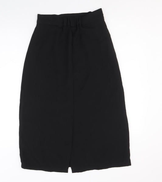 Preworn Womens Black Polyester A-Line Skirt Size L Zip