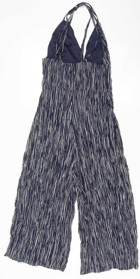 Club L Womens Blue Geometric Viscose Jumpsuit One-Piece Size 6 Zip