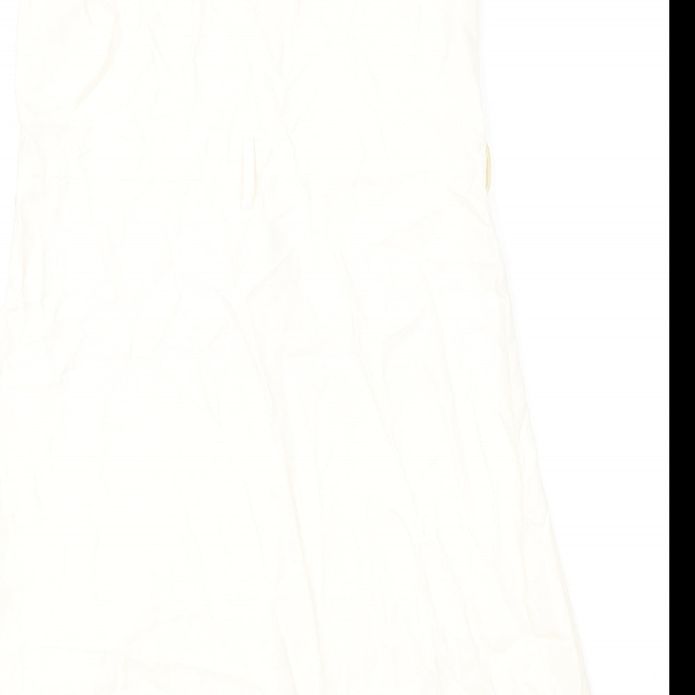H&M Womens Beige Viscose Shirt Dress Size 8 V-Neck Button