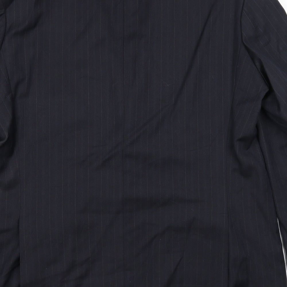 Marks and Spencer Mens Blue Striped Polyester Jacket Suit Jacket Size 46 Regular