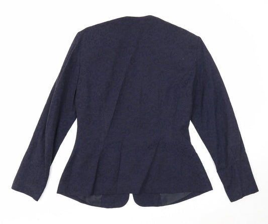 Kaliko Womens Blue Geometric Jacket Blazer Size 12 Button